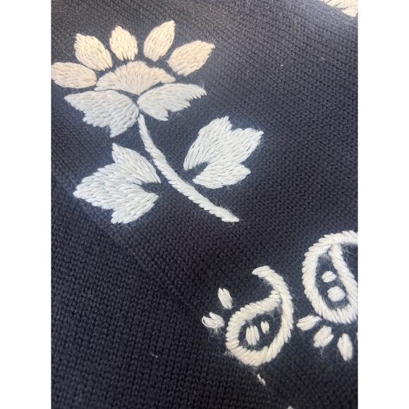 Vintage Josephine Chaus Cardigan Jacket L Black Long Embroidered Velvet Trim - Picture 10 of 16